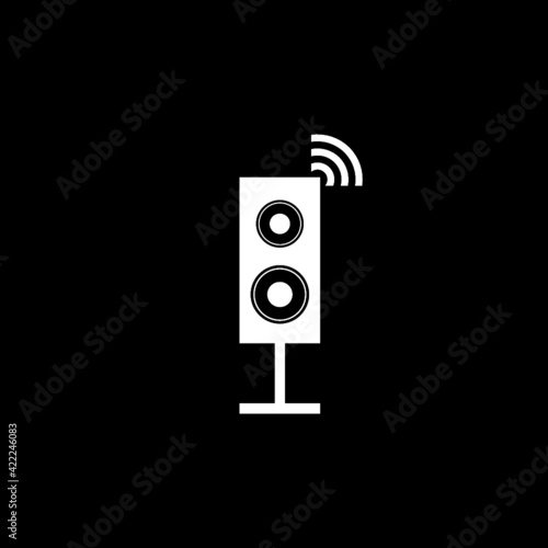 Smart stereo speaker system icon isolated on black background
