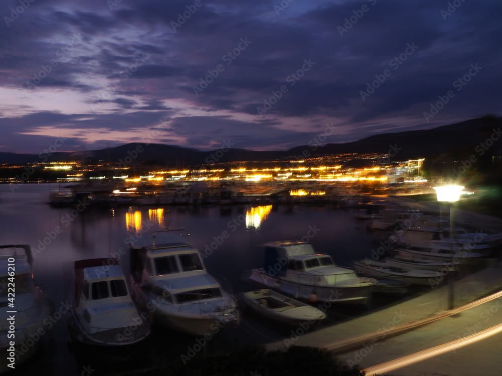 Yacht Marina, seascape at sunset 