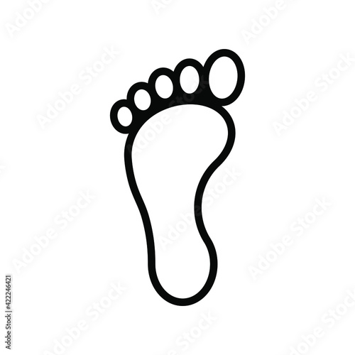 Footprint vector icon. Bare human foot print symbol. Pace imprint sign. Barefoot step mark logo silhouette.
