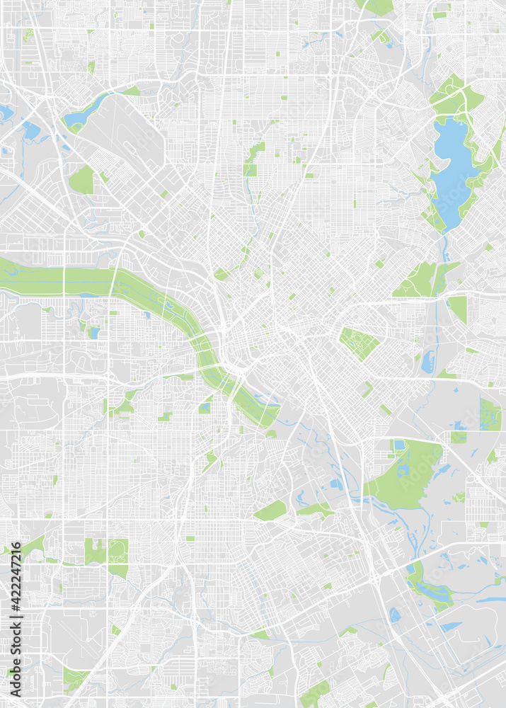 City map Dallas, color detailed plan, vector illustration