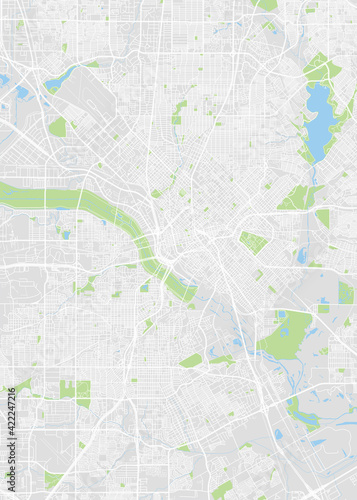 City map Dallas  color detailed plan  vector illustration