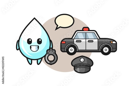 Cartoon mascot of milk drop as a police