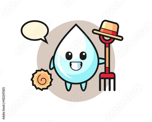 Mascot character of milk drop as a farmer