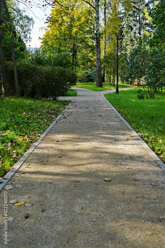 Fototapeta Naklejka Na Ścianę i Meble -  Paths in the autumn city park.