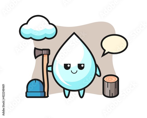 Character cartoon of milk drop as a woodcutter