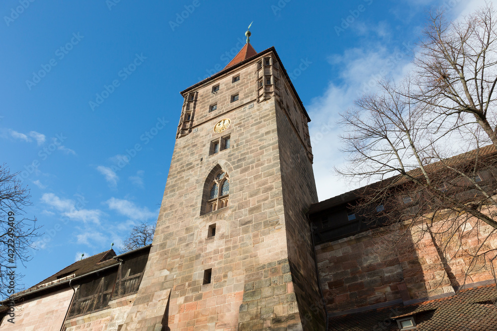 Fototapeta premium fortress wall in the city of Rothenburg ob der Tauber, Bavaria, Germany