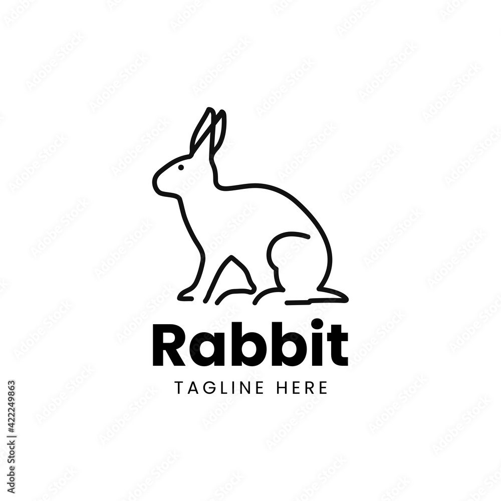 Fototapeta premium Rabbit line art logo design. Minimal Line art Outline Rabbit Icon Logo Design | Creative Rabbit Logo Design - Vector