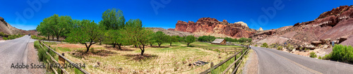 Road to Gifford House inside the Capitol Reef National Park  Utah - Panoramic view