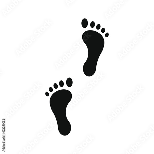 Footprint vector icon. Bare human foot print symbol. Walk and step sign. Pace imprint logo. Barefoot step mark silhouette. 