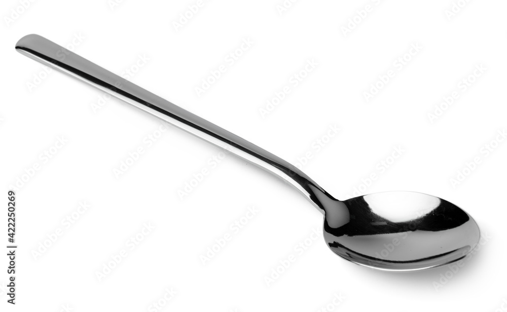 Silver spoon isolated on white background close up Silver spoon isolated on white background close up