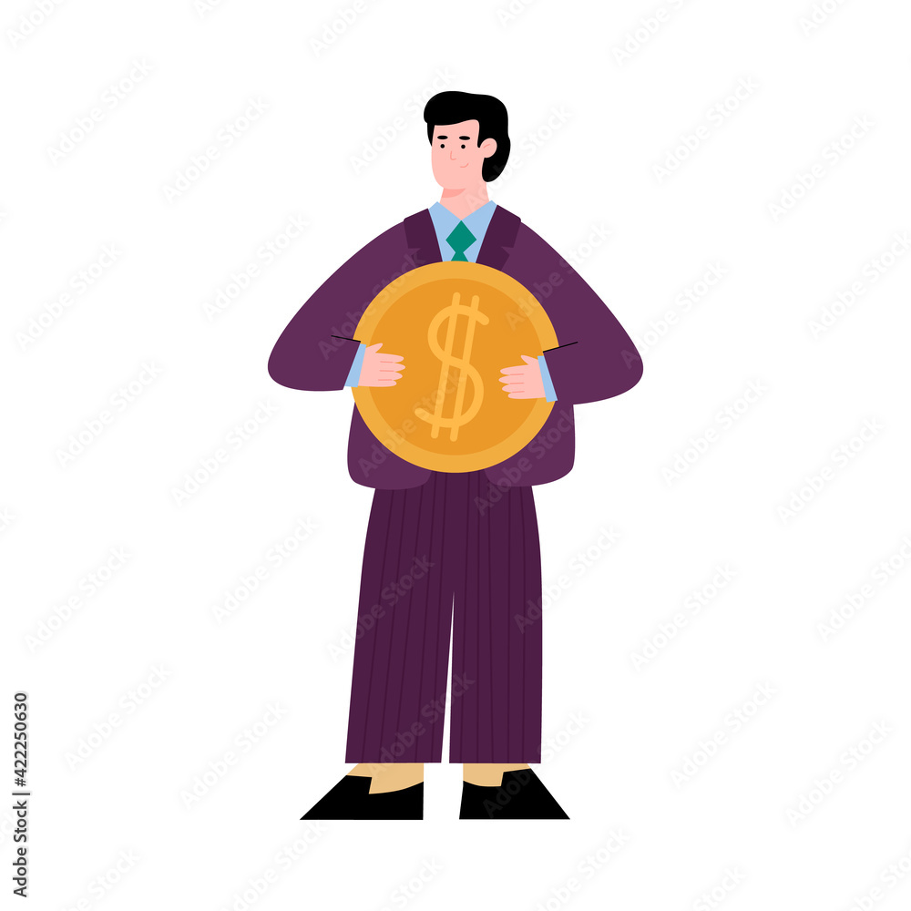 Business man hold money for crowdfunding, investment in idea or project.