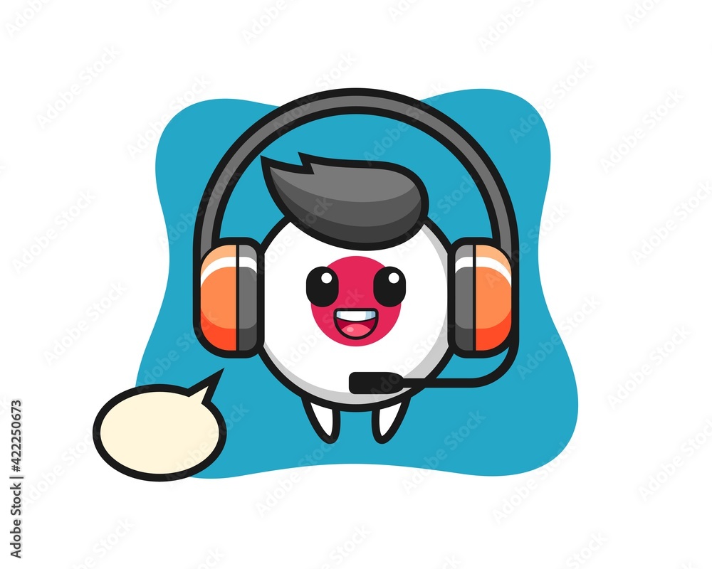 Cartoon mascot of japan flag badge as a customer service Cartoon mascot of japan flag badge as a customer service