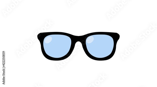 Sunglasses Icon. Vector isolated illustration of sunglasses with blue lenses