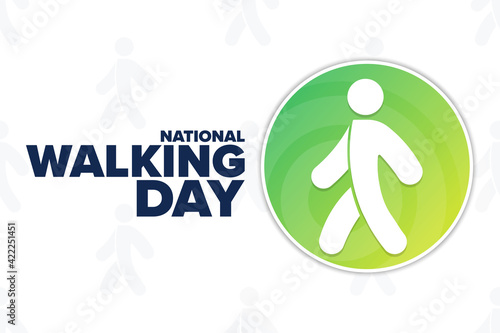 National Walking Day. First Wednesday of April. Holiday concept. Template for background, banner, card, poster with text inscription. Vector EPS10 illustration.