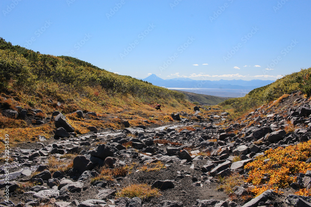 Trekking around volcanoes of Kamchatka in fall season Trekking around volcanoes of Kamchatka in fall season