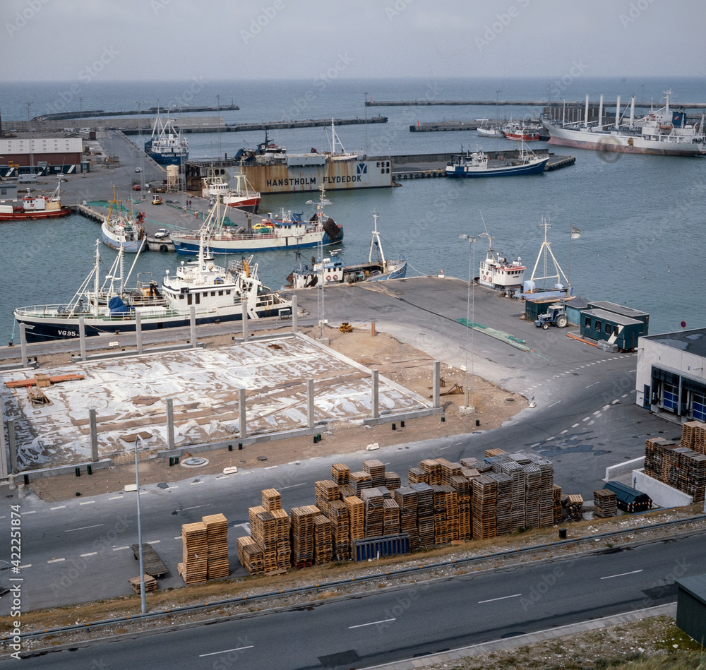 Harbor. Ships. Hanstholm Port Jutland. Denmark. 1990
