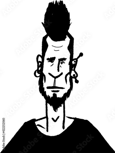 vector illustration of punk guy isolated. portrait
