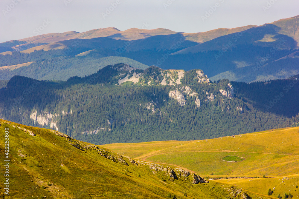 High angle view of mountains during sunny day 