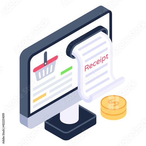 
An online bill isometric icon 

