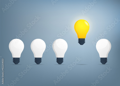 Idea concept with light bulbs symbol vector illustration.