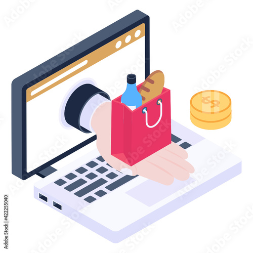 
Eshopping, isometric icon download

