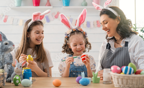 Happy family are preparing for Easter