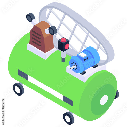
Compressor isometric trendy icon design, power tool 

