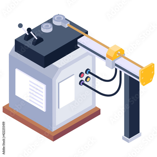 
Hydraulic tube bending machine isometric trendy icon design, 

