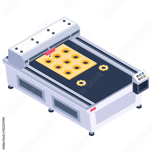 
Isometric style icon of laser cutter machine 

