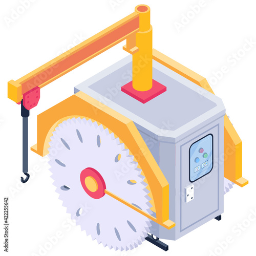 
Quarrying machine in isometric trendy design vector

