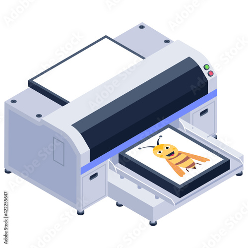 
DTG printer in isometric trendy design vector

