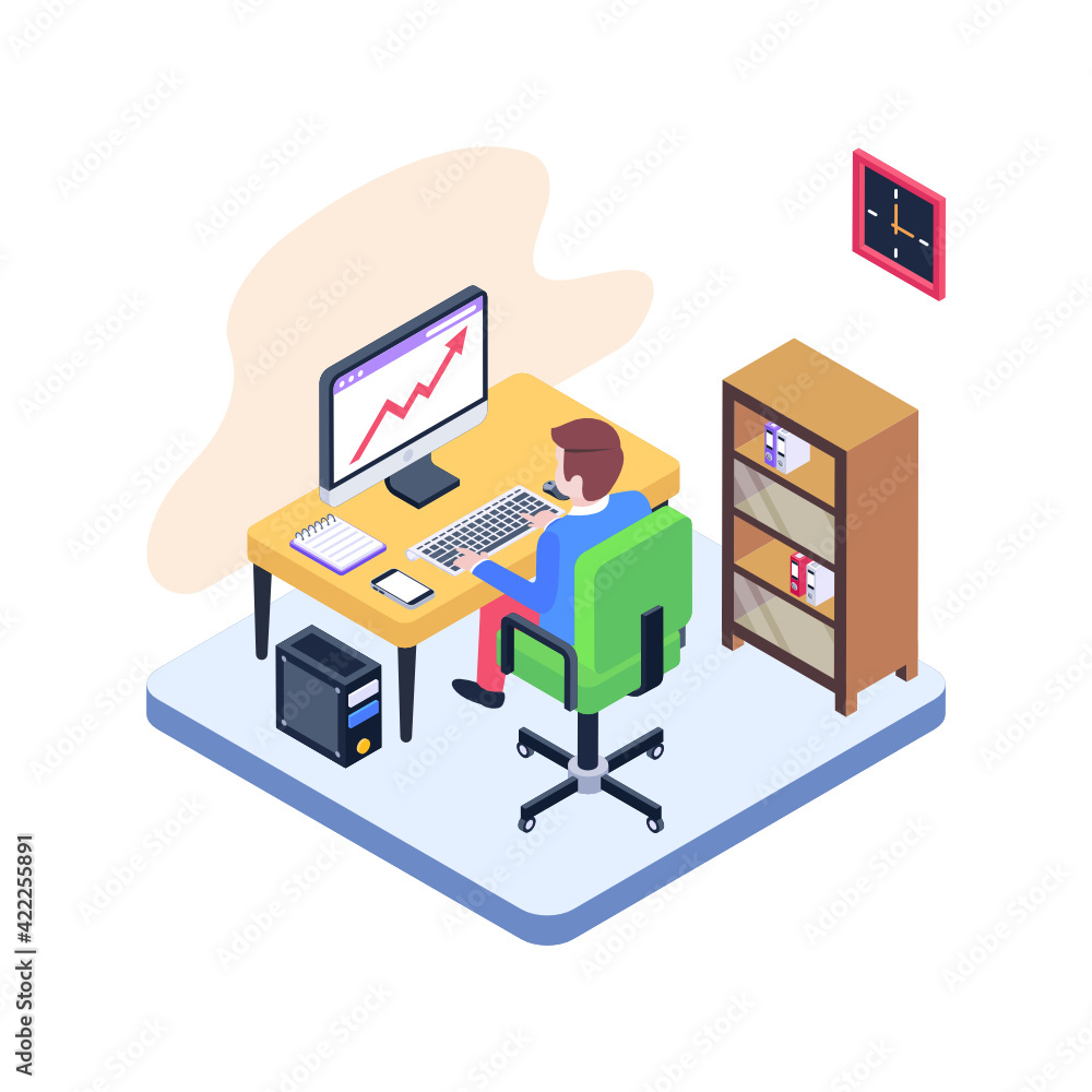 Working employee isometric illustration design
Working employee isometric illustration design