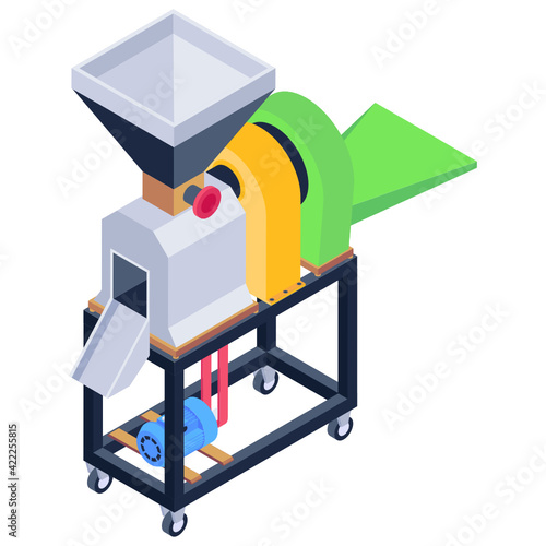 
Combined rice mill machine isometric trendy design vector

