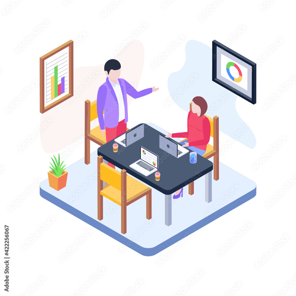 Working briefing isometric illustration
Working briefing isometric illustration