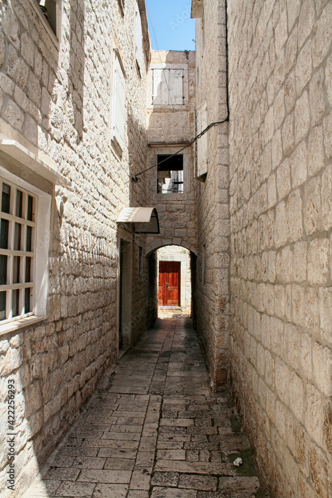 Croatia - Trogir in Dalmatia (UNESCO World Heritage Site). Old town detail.