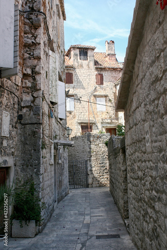 Croatia - Trogir in Dalmatia (UNESCO World Heritage Site). Old town detail.