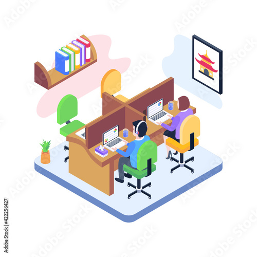 
Office workstation in isometric illustration style 

  