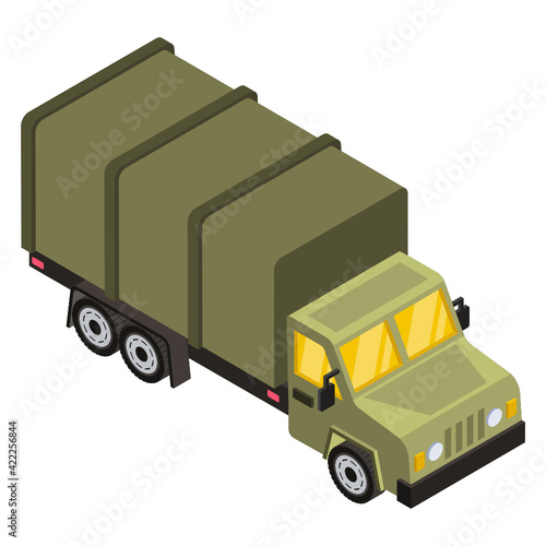 
Military truck isometric trendy design vector

