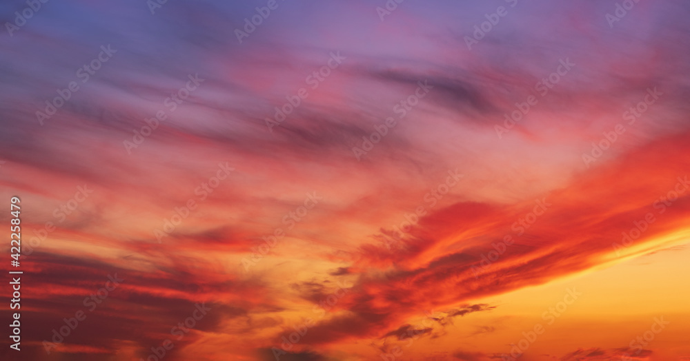 Beautiful dramatic vibrant sunset sky for background