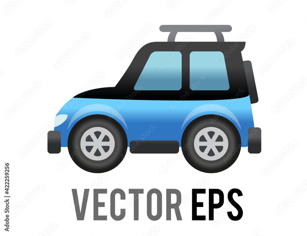 Vector side of blue Sport Utility Vehicle car icon, represents SUV, campervan or motorhome. Vector side of blue Sport Utility Vehicle car icon, represents SUV, campervan or motorhome.