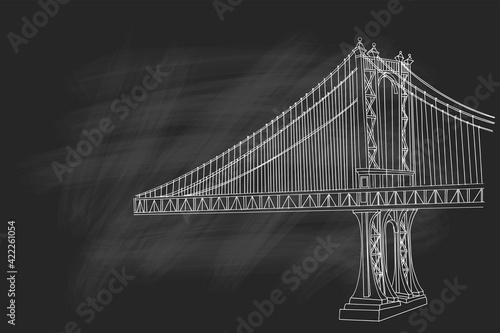 vector sketch of Brooklyn bridge in New York