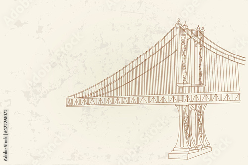 vector sketch of Brooklyn bridge in New York