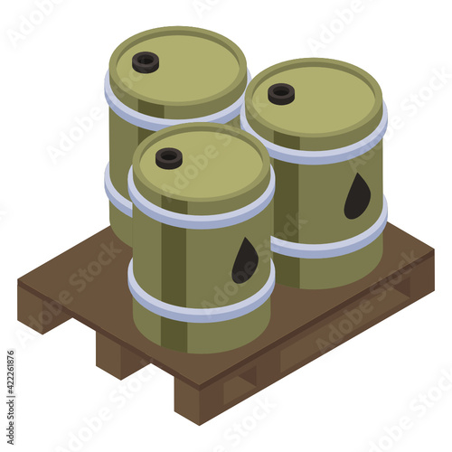 
Fuel barrels icon in isometric design 

