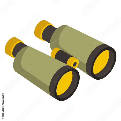 
A spyglass binoculars icon, isometric design

