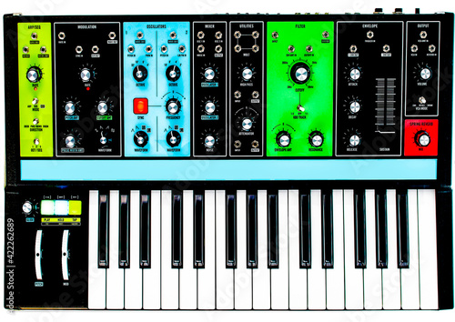 Canvas Print piano keys synthesizer isolated on white