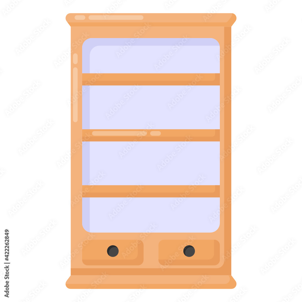 A showcase cupboard icon in flat design
A showcase cupboard icon in flat design