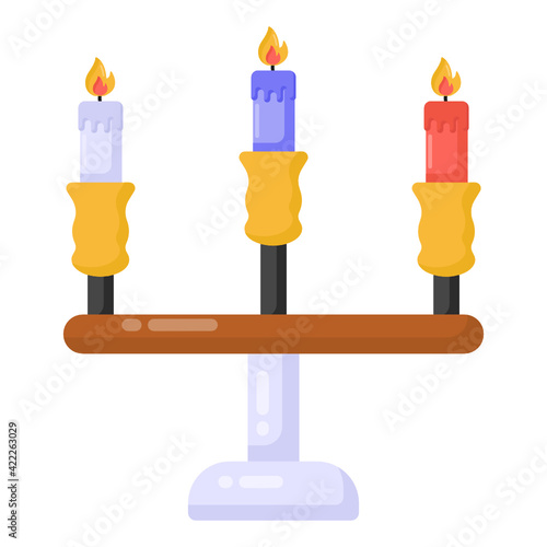 
A candle stand icon in flat vector 

