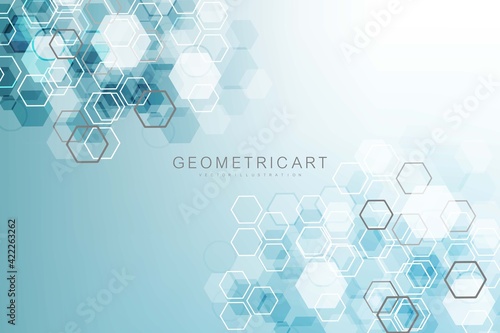 Technology structure molecular connect elements. Connection with hexagons elements. Vector illustration
