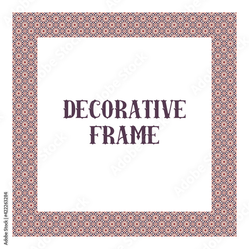 Oriental ornamental frame isolated on white. Arabic design for page decoration. Vector frame of asian mosaic border