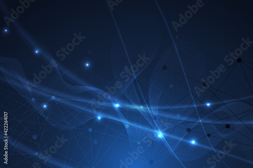 Big Data Visualization Background. Modern futuristic virtual abstract background. Science network pattern, connecting lines and dots. Global network connection .